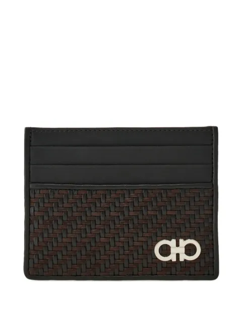 Ferragamo Gancini woven-panel card case Brown 786404