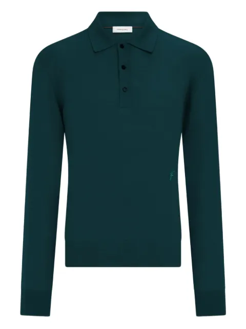 Ferragamo long-sleeved wool polo shirt Green 786289