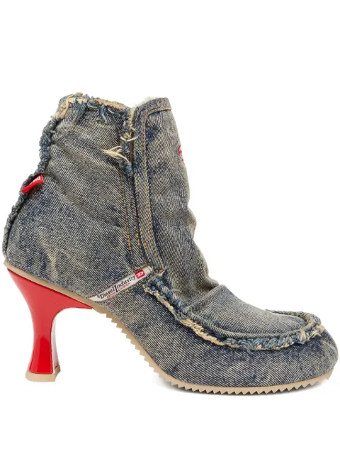 Diesel D-Woodstock - denim boots with heel Blue Y03696P1848