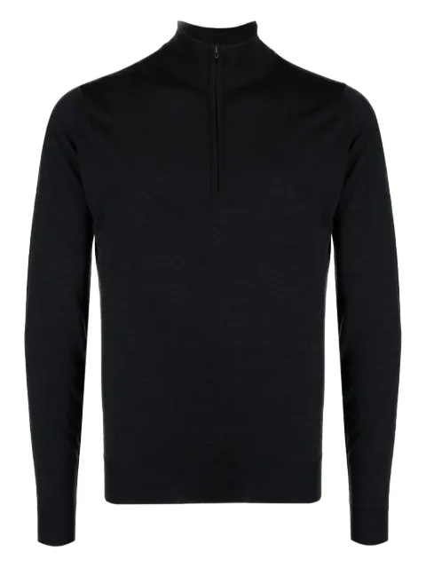 John Smedley zip-neck long-sleeve sweater Black BARROW