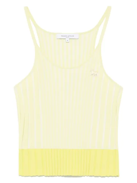 Maison Kitsuné baby fox-patch ribbed tank top Yellow OW00602KT11210150