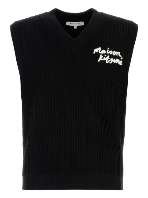 Maison Kitsuné ribbed sleeveless vest Black OM00810KT1126