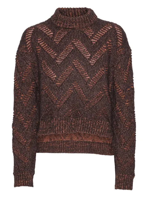 Henrik Vibskov turtleneck chevron-pattern sweater Brown AW25STUDF706