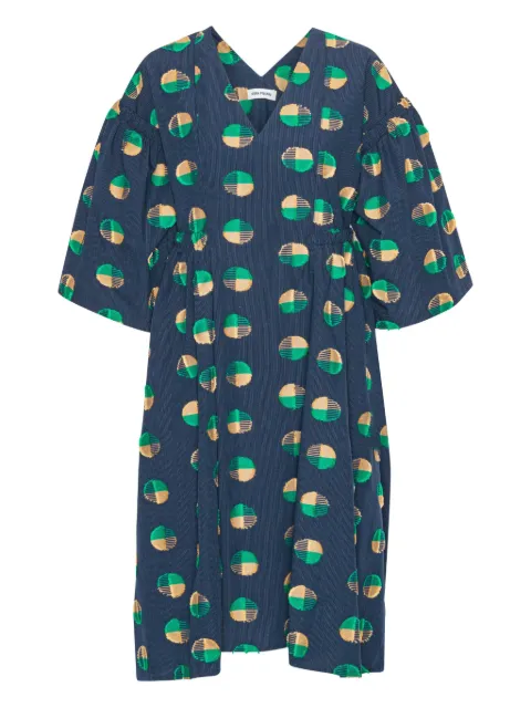 Henrik Vibskov Re-Pump circle-print puff-sleeve midi dress Blue AW25STUDF311