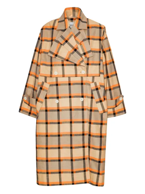 Henrik Vibskov checked double-breasted trench coat Yellow AW25STUDM604