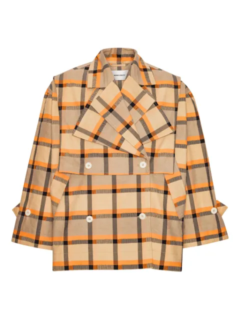 Henrik Vibskov checked double-breasted jacket Yellow AW25STUDM606