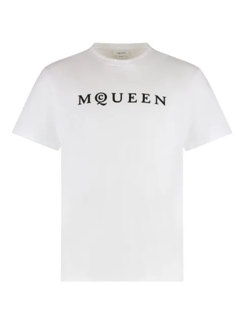 Alexander McQueen flocked-logo T-shirt White 828420QTADD