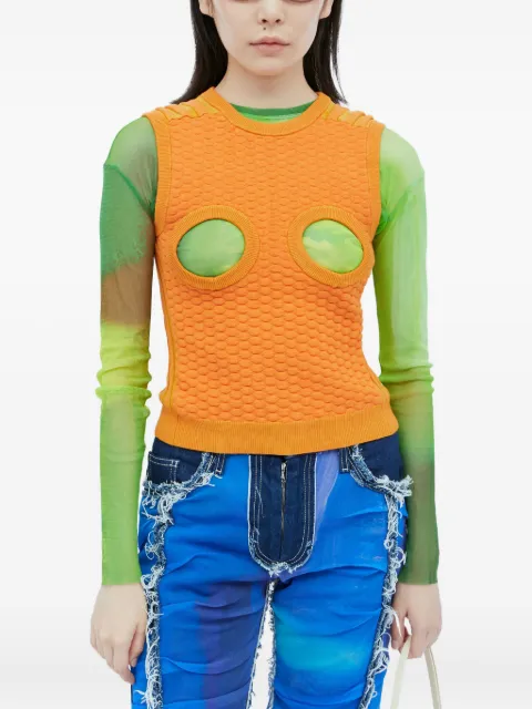 Paula Canovas del Vas cut-out waffle-knit top Orange PWS23K101VAR1