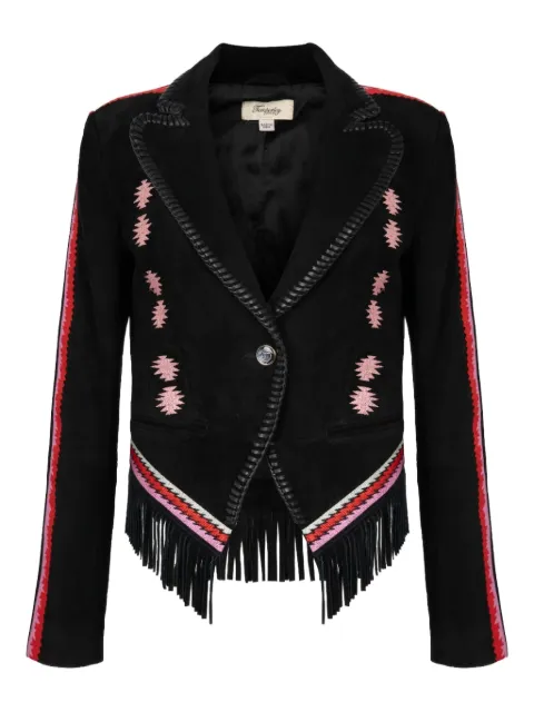 Temperley London Zola embroidered suede blazer Black 23AWZLA54575