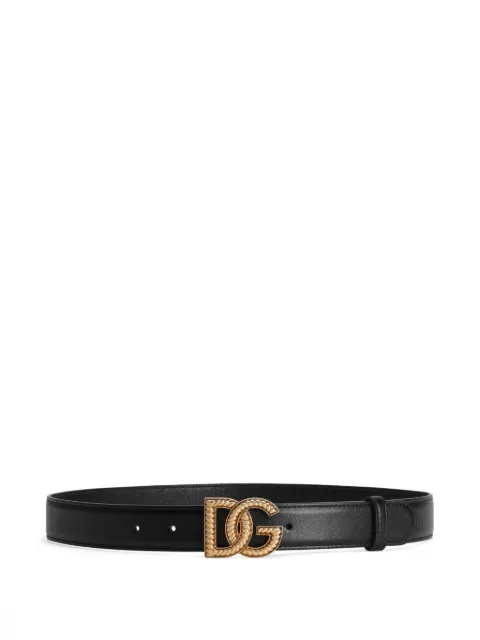Dolce & Gabbana logo-plaque leather belt Black BE1663AV956