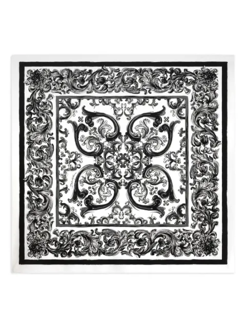 Dolce & Gabbana Majolica-print silk scarf White GQ260EG0WUM