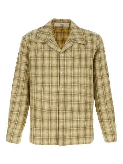 Séfr Ignacio plaid-checked shirt Neutrals MSS25IGNACIOFORFORESTHOMBRE