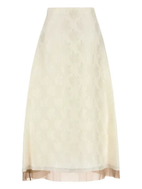 FENDI patterned-jacquard midi skirt White FQ7665AQ3G