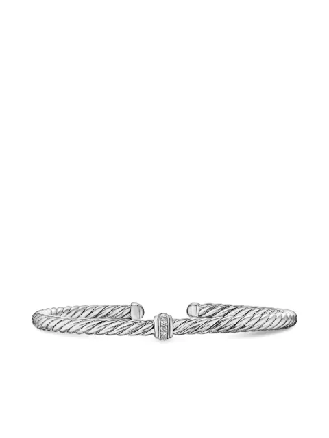 David Yurman sterling silver Cable Flex Station diamond bangle Silver B18480DSSADI