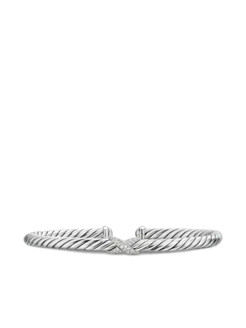 David Yurman sterling-silver Cable Flex X Station diamond bangle Silver B18479DSSADI