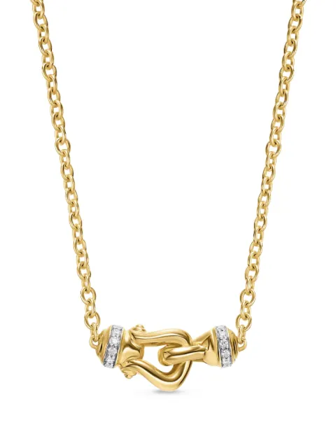 David Yurman 18K yellow gold Petite Buckle diamond necklace Gold N18737D88ADI