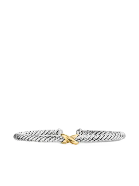 David Yurman 14K yellow gold and sterling silver Cable Flex X Station bangle Silver B18479S4