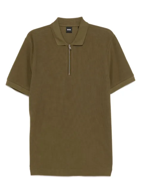 BOSS zip-up polo shirt Green 50536768