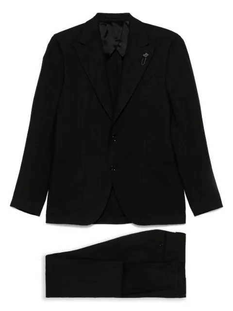 Lardini brooch-detail suit Black ES890AEESIF64408