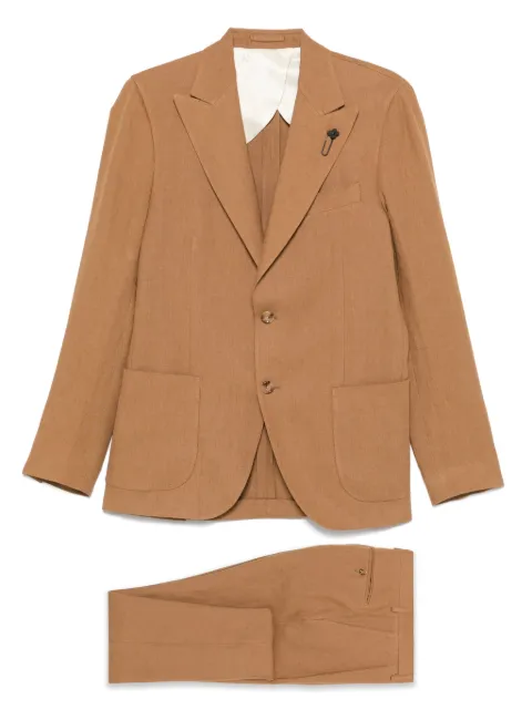 Lardini brooch-detail suit Brown ES890AEESIF64408