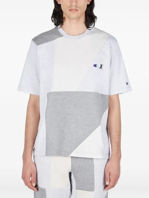 Anrealage logo-embroidered panelled T-shirt Grey CBW304GREY