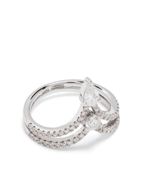 SHAY 18K white gold Mixed Stacked Chevron diamond pinky ring Silver SR473