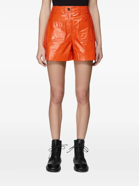 Olivier Theyskens wrinkled leather patch-pocket shorts Orange OTP19P05NELMER