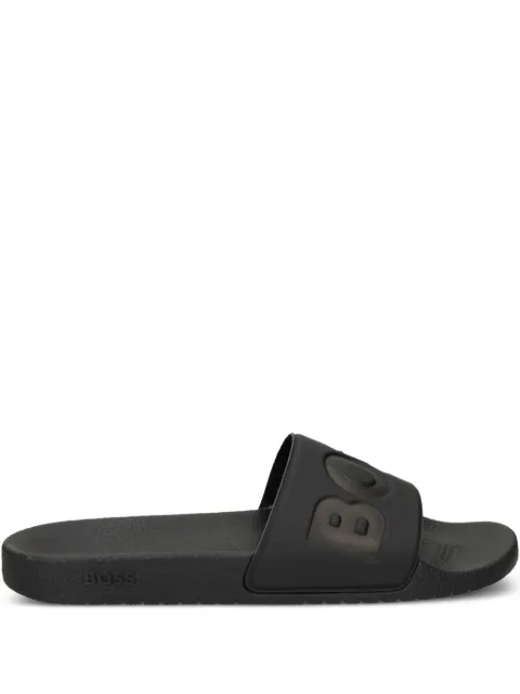BOSS italian-made slides with large logo detail Black 50536835