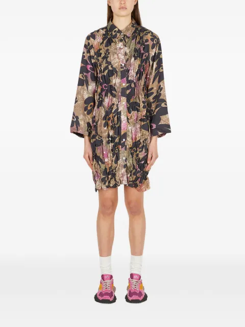 Perks And Mini floral ruched mini dress Brown PAW226345BLSHDR