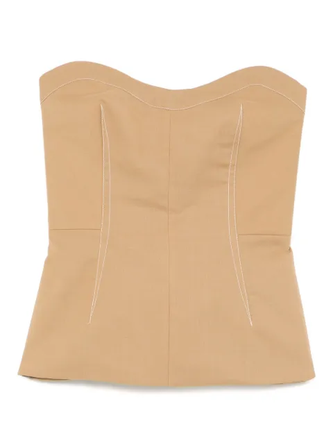 Philosophy Di Lorenzo Serafini voile top-stitched top Brown A08082124