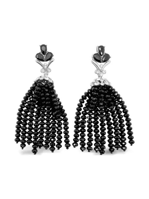 Jennifer Gibson Jewellery 1990s Monet Tassel crystal earrings Silver JGJMONTASSERG