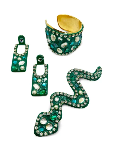 Jennifer Gibson Jewellery 1980s Fernellas brooch. cuff, and earrings set Gold JGJSNAKESUITE