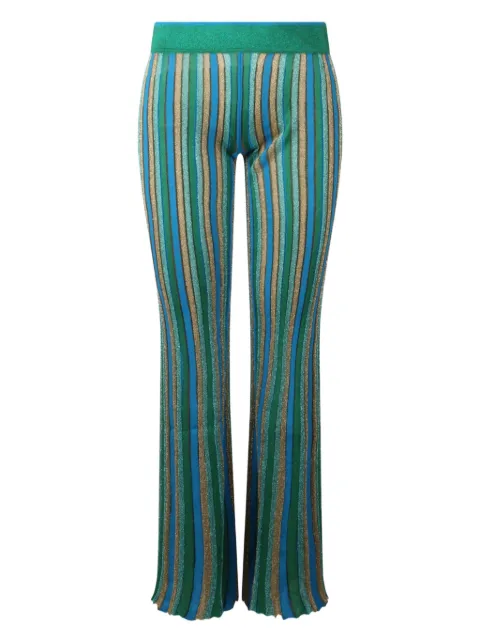 Circus Hotel striped flared trousers Green H5SI06CIRQ1
