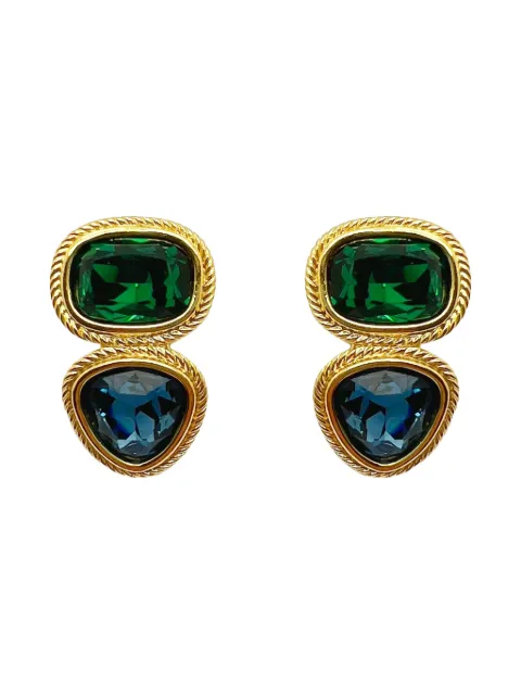 Jennifer Gibson Jewellery 1980s Napier Crystal earrings Gold JGJNAPGRNERG