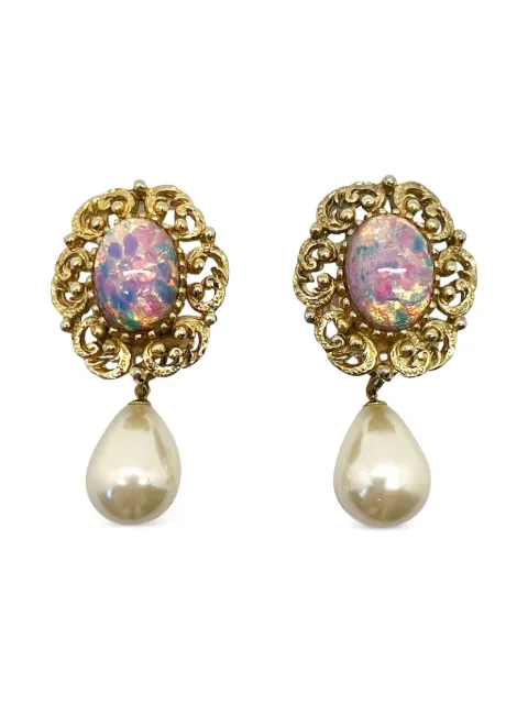 Jennifer Gibson Jewellery 1960s pearl-embellished earrings Gold JGJOPALPRLERG