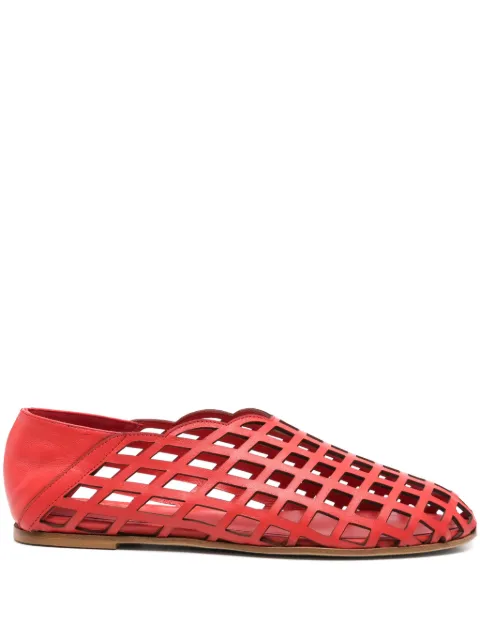 GIABORGHINI leather ballet flats Red PABBLEATPEEKABOO8000