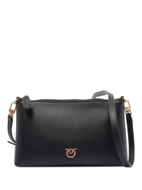 PINKO flat leather clutch with Love Birds logo Black 104277A0F1