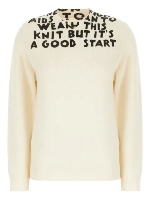 MM6 Maison Margiela lettering-print wool sweater White S62HN0005M13122