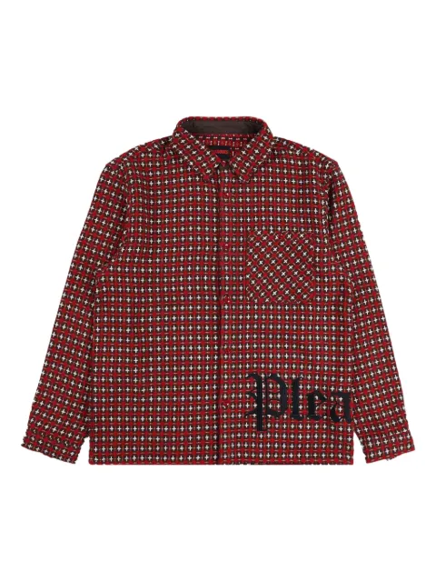 Pleasures cross-print "White" overshirt Red P24F036