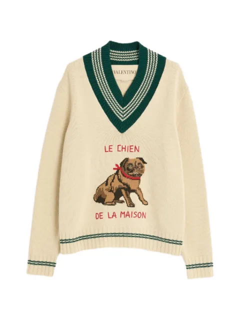 Valentino Garavani Le Chien De La Maison jacquard wool sweater Neutrals VKC35EB2M