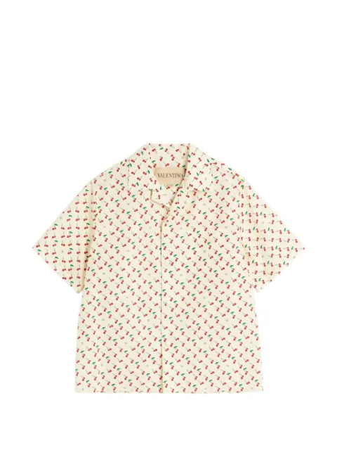 Valentino Garavani Cherryfic-print bowling shirt Neutrals VAA111B0B