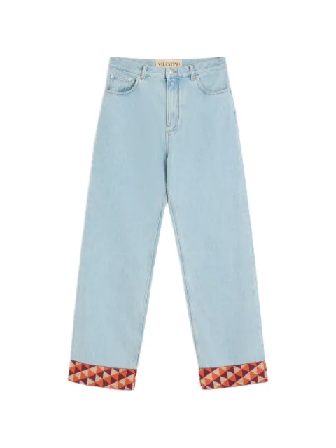 Valentino Garavani denim pants with jacquard hem Blue VDE05RB10