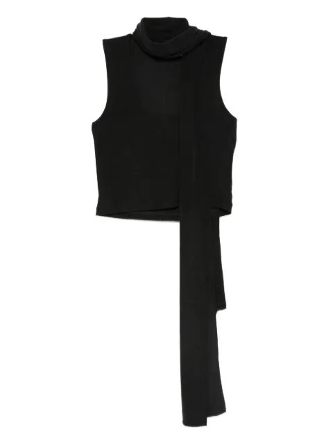 Aya Muse scarf-detail scoop-neck blouse Black AMPF2588
