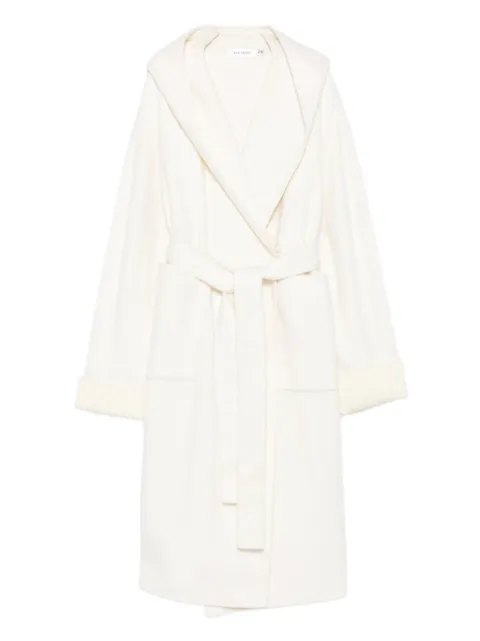 Aya Muse hooded knitted-cuff coat Neutrals AMPF2585