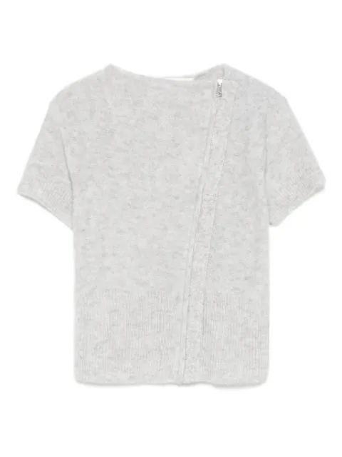 Aya Muse zip-up knitted T-shirt Grey AMPF2581