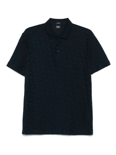 BOSS patterned-jacquard polo shirt Blue 50537132