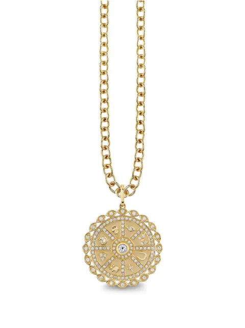 Sydney Evan 14CT yellow gold Icon Wheel Coin diamond necklace Gold CJP3165Y20MR