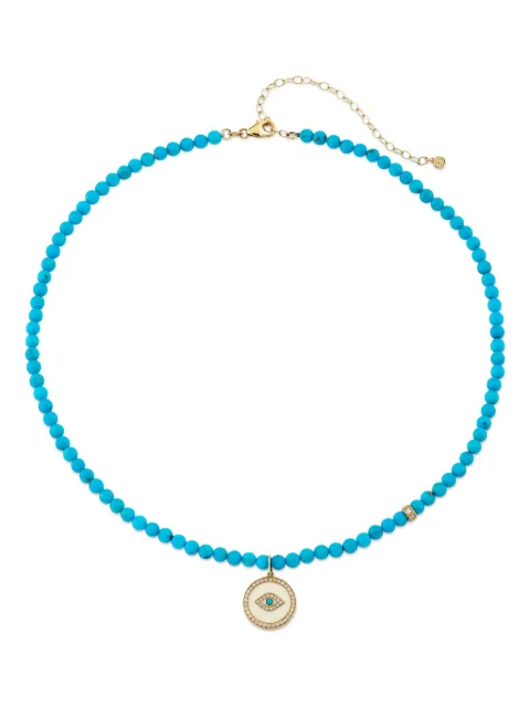 Sydney Evan 14CT yellow gold Evil Eye diamond and turquoise necklace Gold CN2462