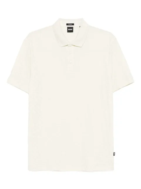 BOSS patterned-jacquard polo shirt Neutrals 50537132