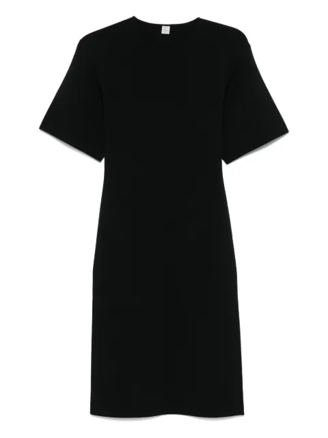 TOTEME short-sleeve knitted midi dress Black 253WRD0232YA0187001